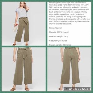 Women’s tie waist wide leg cropped pants
